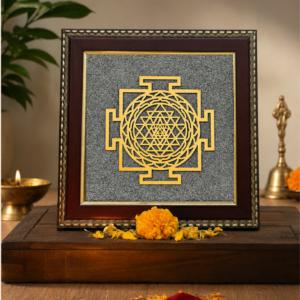 Shree Yantra on Raw Pyrite Frame