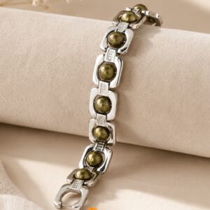 Raw Pyrite Crystal Bracelet in Metal