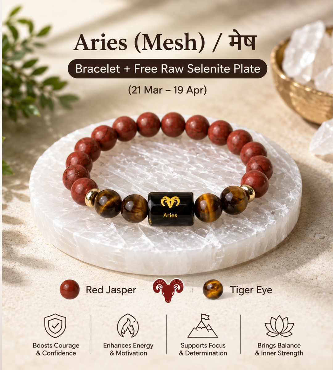 Aries (मेष राशि) Zodiac Red Jasper & Tiger Eye Bracelet
