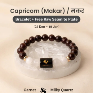 Capricorn (मकर राशि) Zodiac Garnet & Milky Quartz Bracelet