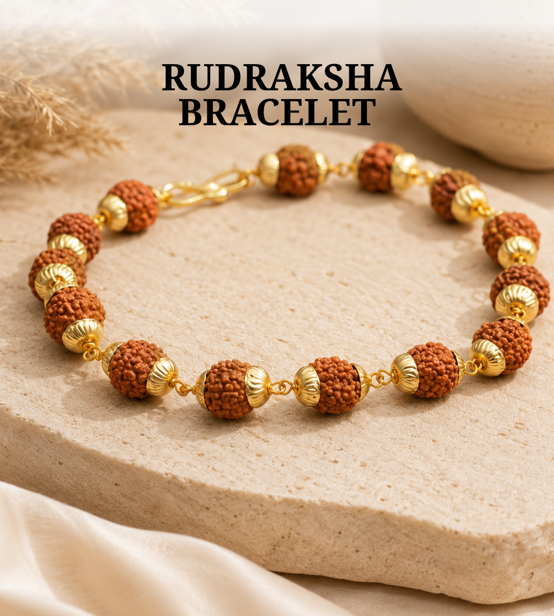 Gold Plated Rudraksha Bracelet For Men