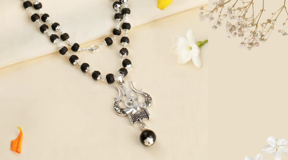 Karungali Mala with Om Shiva Trishul Pendant