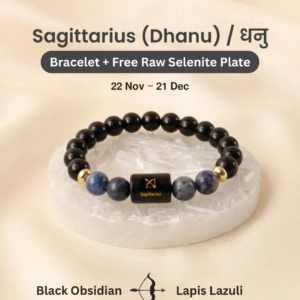 Sagittarius (धनु राशि) Zodiac Black Obsidian & Lapis Lazuli Bracelet