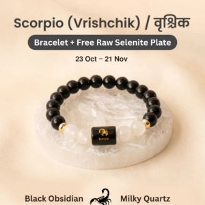 Scorpio (वृश्चिक राशि) Zodiac Black Obsidian & Milky Quartz Bracelet