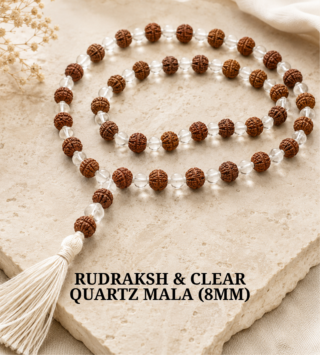 Sphatik and Rudraksha Mala - 108 Beads