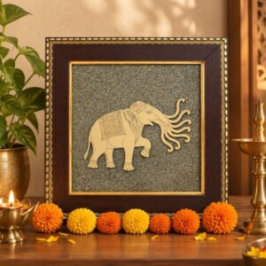 7 Trunk Elephant - Airavata on Raw Pyrite Frame