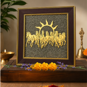 7 Horses on Raw Pyrite Frame