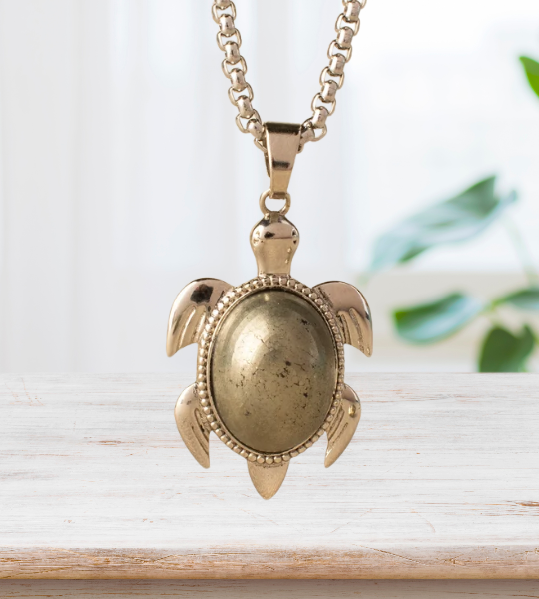 Pyrite Tortoise Pendant