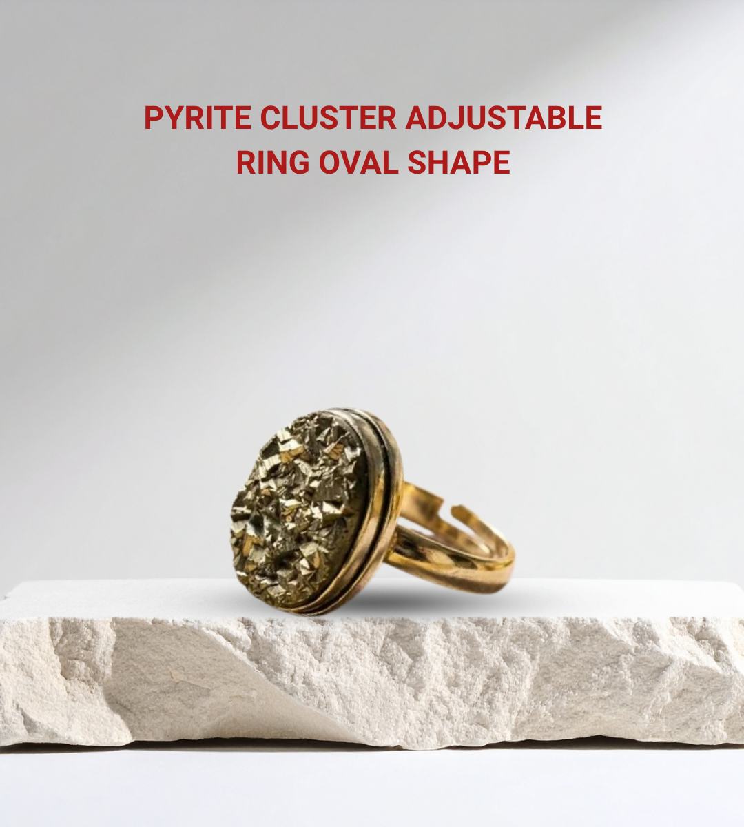 Raw Pyrite Ring - Oval shape