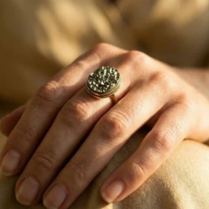 Raw Pyrite Ring - Oval shape