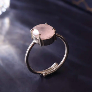 Rose Quartz Diamond Cut Ring