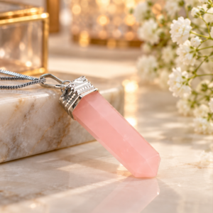 Love Attraction Rose Quartz Pencil Pendant